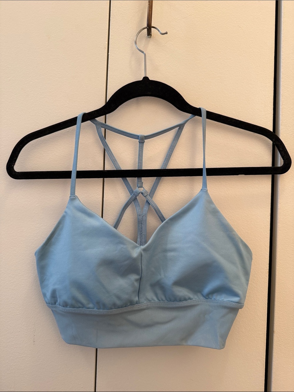 ALO Light Blue Strappy Bralette Crop Top